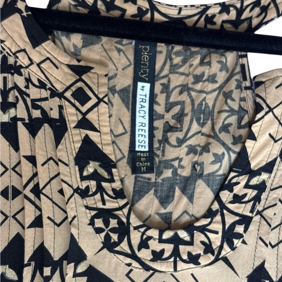 Tracy Reese Geometric Black and Tan Blouse Sz M - Picture 3 of 3